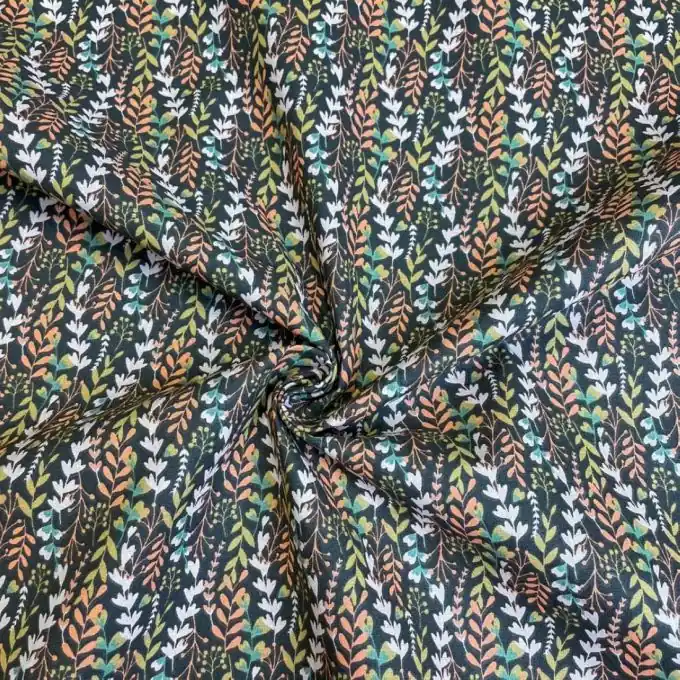 Cretonne Baumwolle Pflanzenmotiv rosa grün Sichere Zahlung