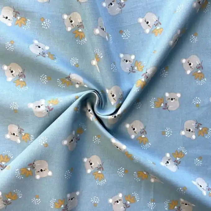 Baumwollgewebe Koalas himmelblau – OEKO-TEX-zertifiziert Neu
