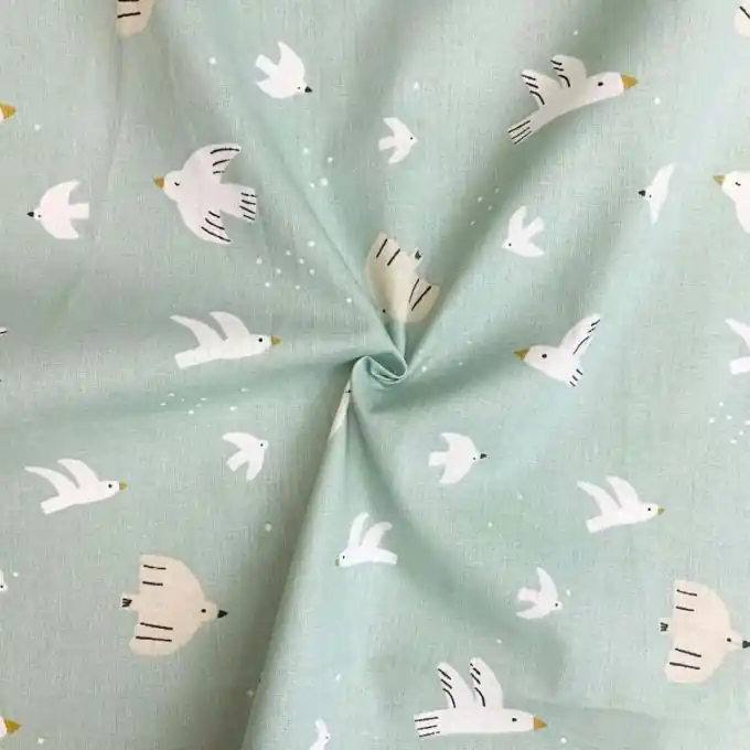 Kracherpreis Cretonne Schwalbenmuster – Wassergrün – OEKO-TEX