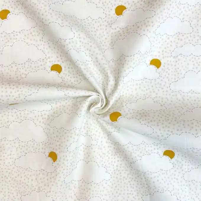 Schnäppchen Cretonne Baumwolle ecru Wolken beige