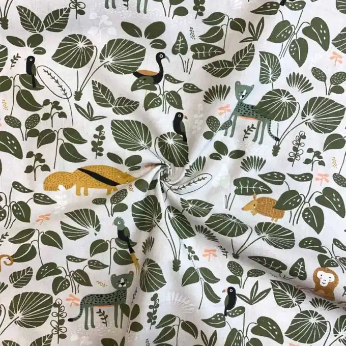 Baumwollstoff Blätter Tiermotive Knallerangebot