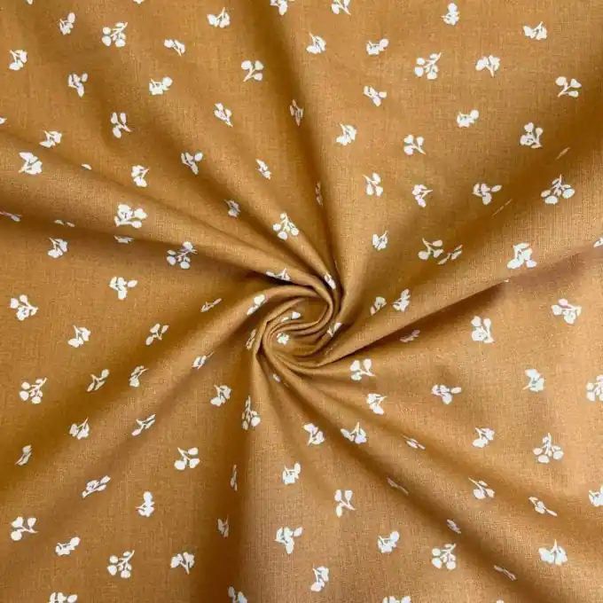 Baumwollstoff Senfgelbes Blumenmuster Letzte Chance