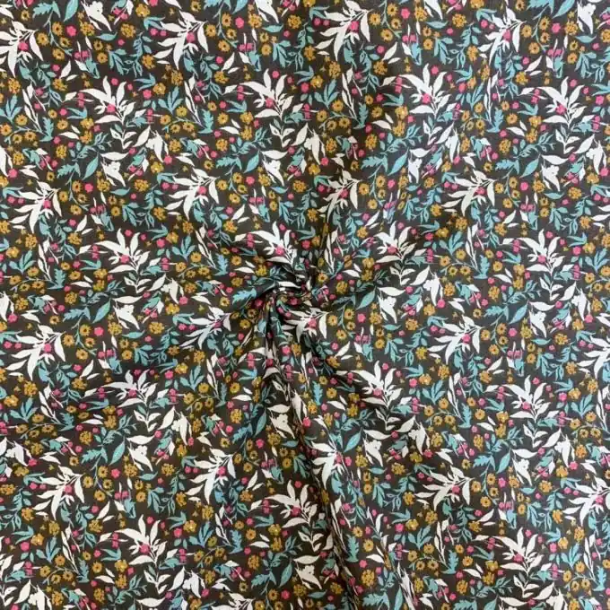 Cretonne Blumenprint braun Premium