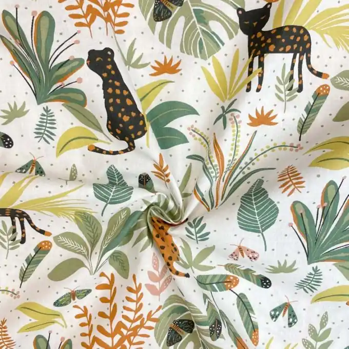 Cretonne Pflanzenmuster grün Kracherpreis