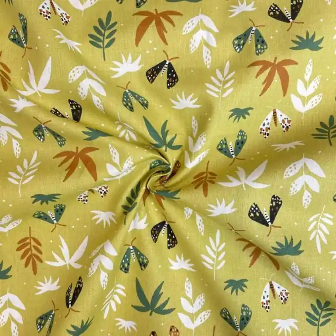 Cretonne Baumwolle gelb Zitronen Schmetterlinge Direktkauf