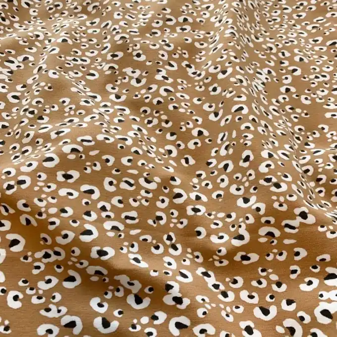 Baumwoll-Cretonne Stoff 150cm Kamel Leopard-Muster Im Trend