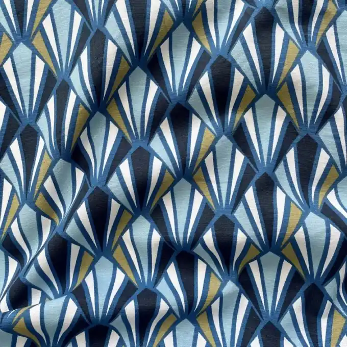 Halbpanama Baumwolle Rauten Art Deco blau Finale Aktion