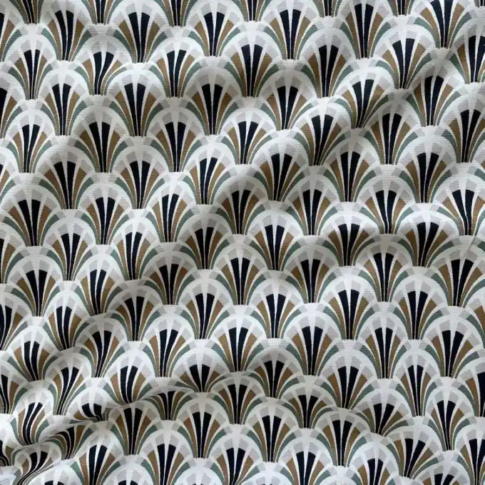 Halbpanama Baumwolle Arabesken Art Deco grau Geld-Zurück-Garantie