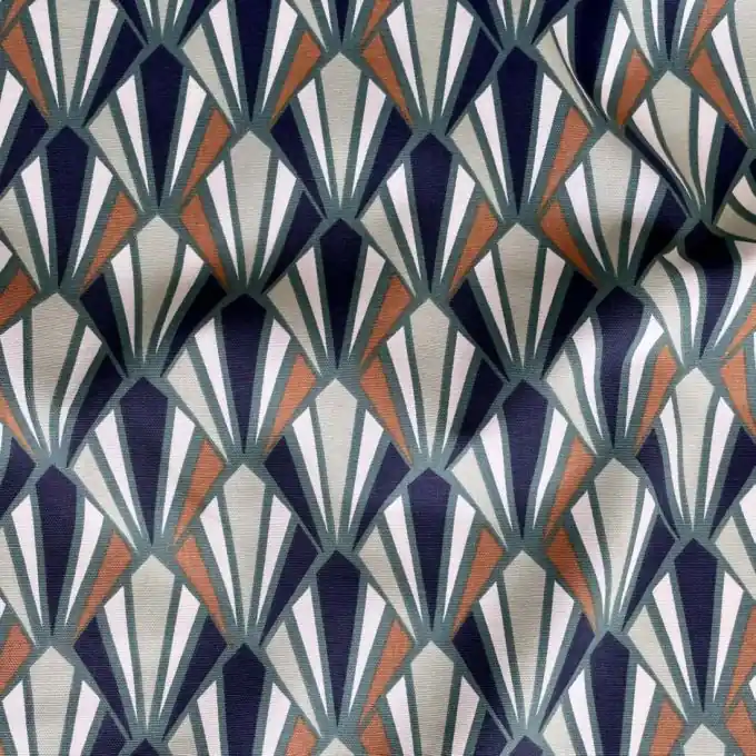 Echt Halbpanama Baumwolle Rauten Art Deco grün