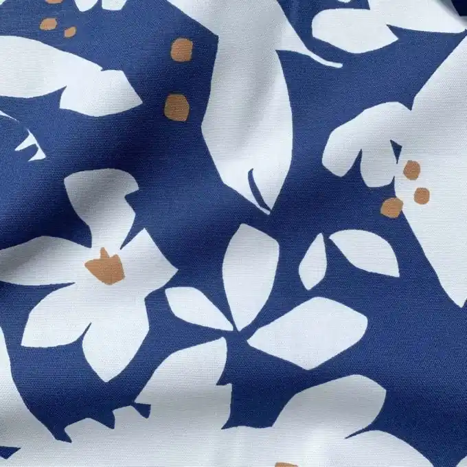 Halbpanama Baumwolle Palmen blau weiß Aktuell