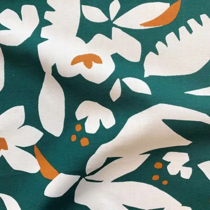 Halbpanama Baumwolle Palmen smaragdgrün weiß Preisreduziert