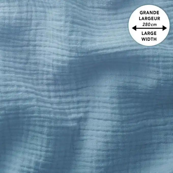 Musselin Laken extra breit 280 cm denimblau Hochwertig