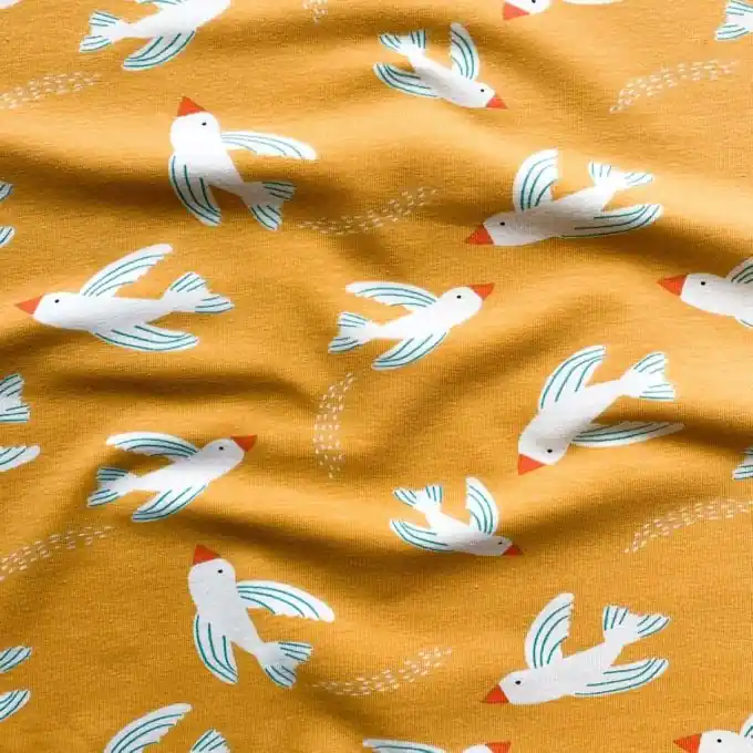 Kracherpreis Jersey Baumwolle Birdie weiß