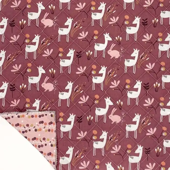 Premium Doppelseitig gesteppter Stoff rosa Zauberwald fuchsia rosa