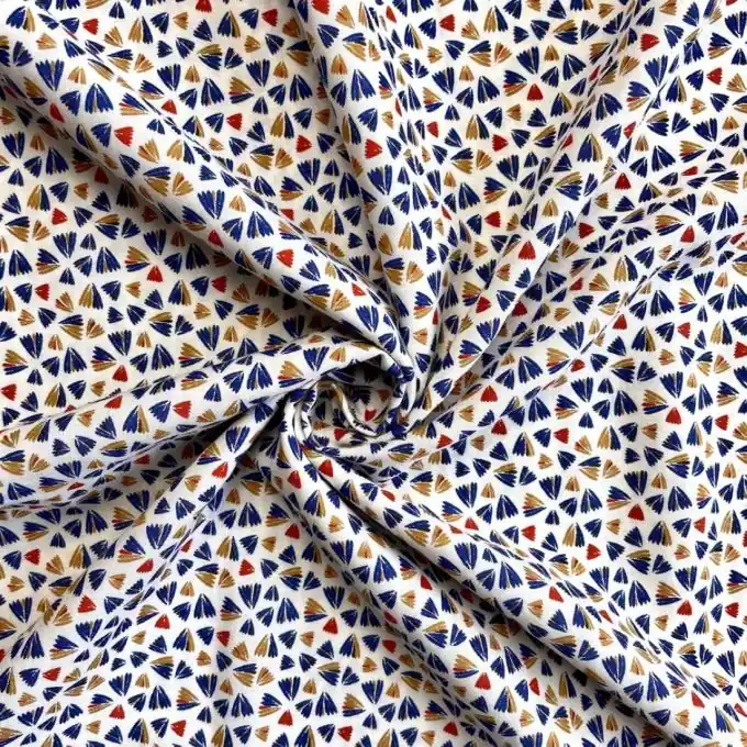 Handgefertigt Popeline Viskose Tulpen weiß