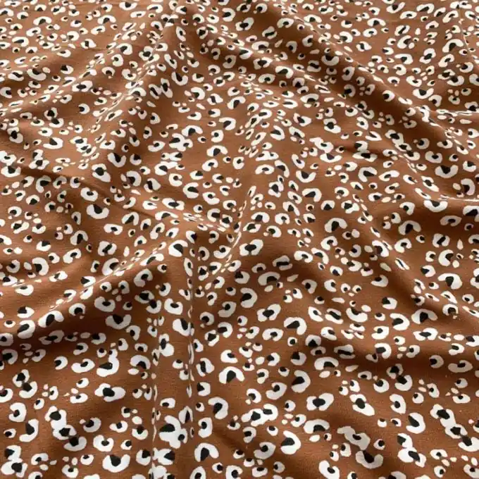 Online Kaufen Popeline Viskose Leopard kamel