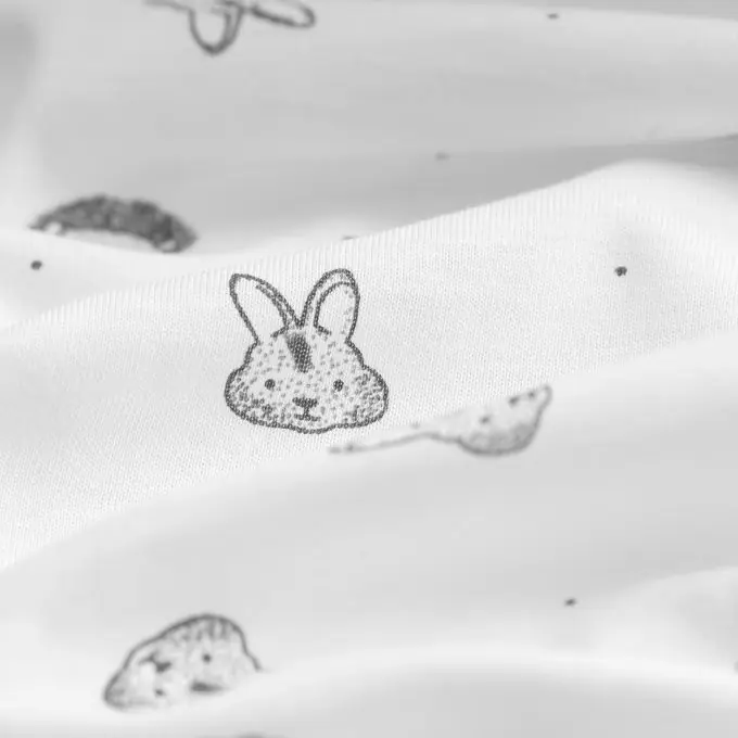 Markenware Jersey Baumwolle Waldtiere grau ecru