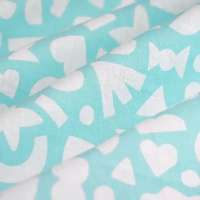 Billig Cretonne Sticker weiß blau