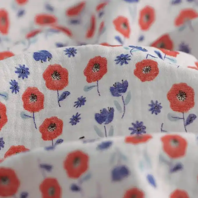 Wochenendangebot Musselin Tulpen blau weiß rot