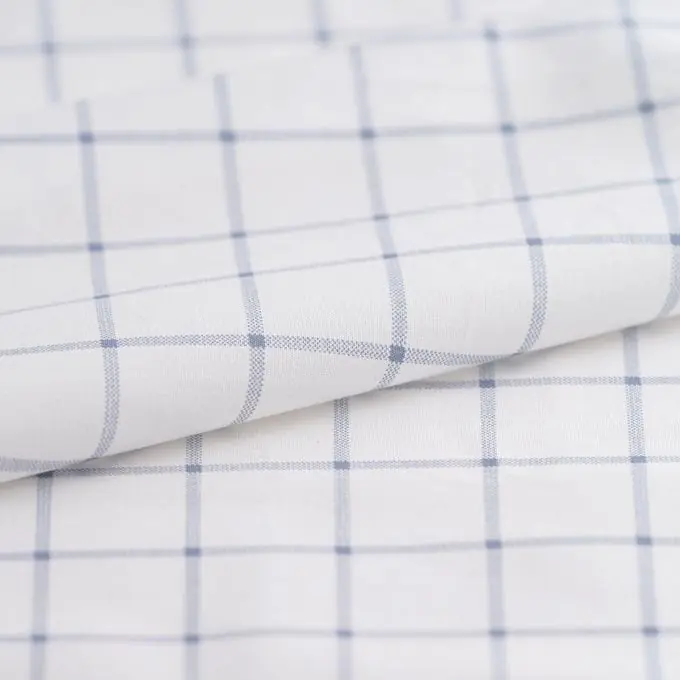 Popeline Bio Baumwolle Karos blau ecru Geld-Zurück-Garantie