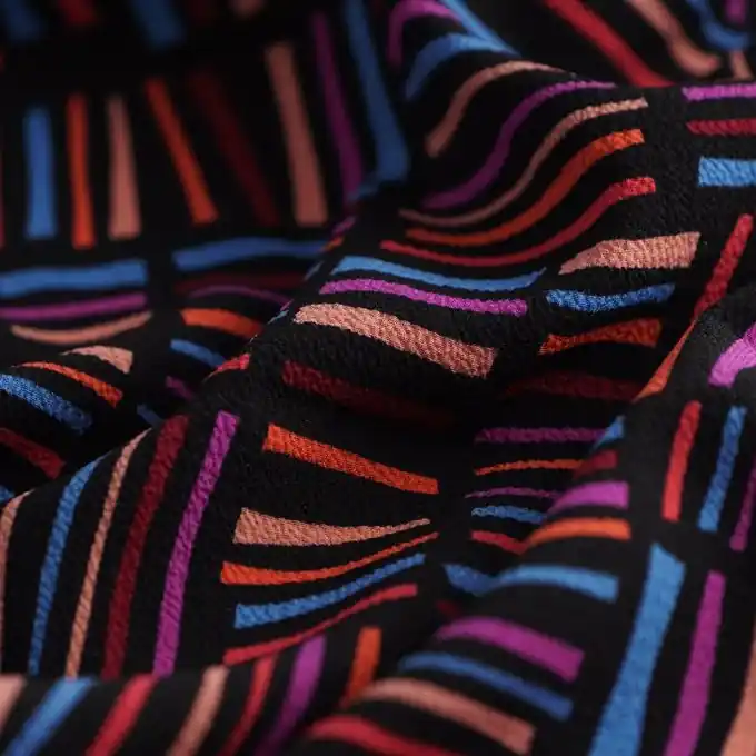 Kreppstoff Baton bunt schwarz Nur Für Kurze Zeit