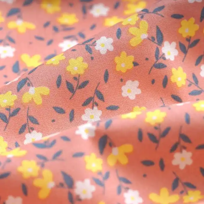 Rabatt Popeline Baumwolle Daisy rosa