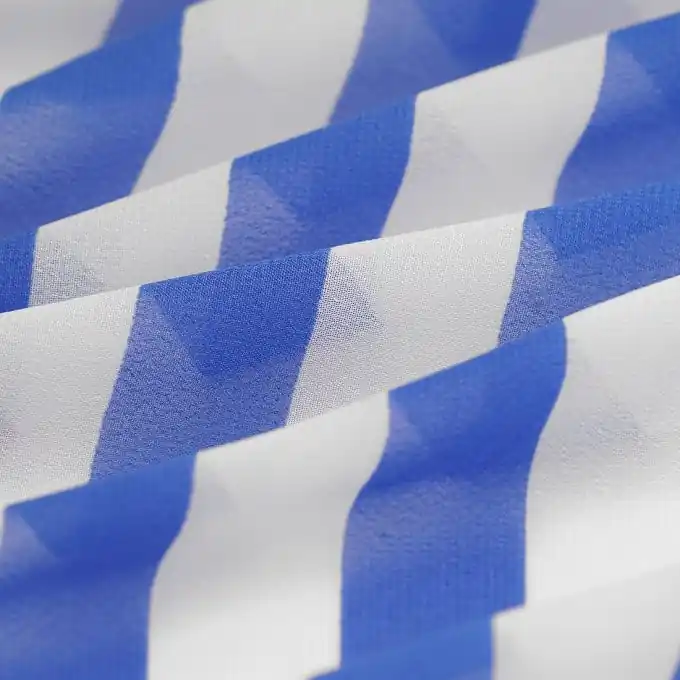 Kreppstoff Polyester Streifen weiß blau Preisreduziert