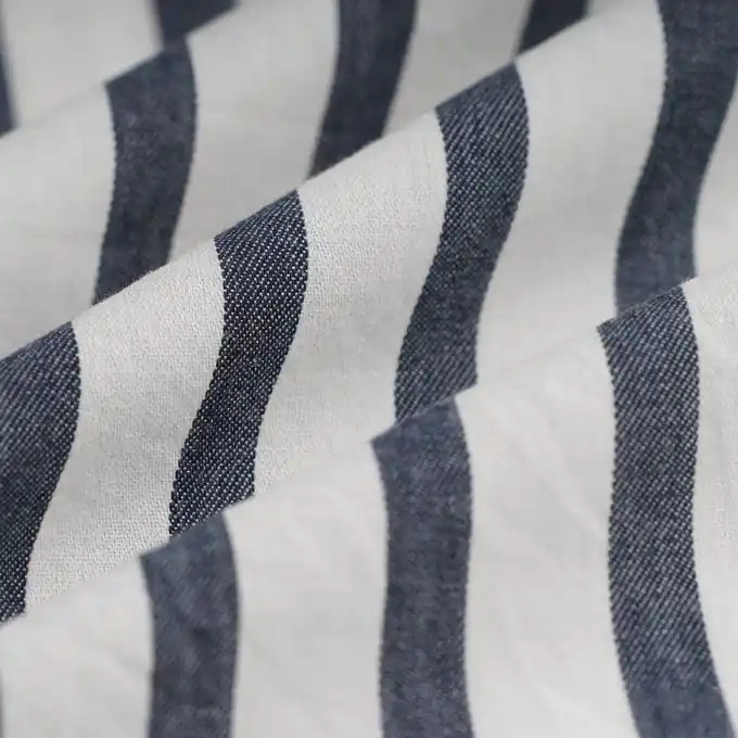 Garantierte Lieferung Baumwollstoff Streifen marineblau ecru
