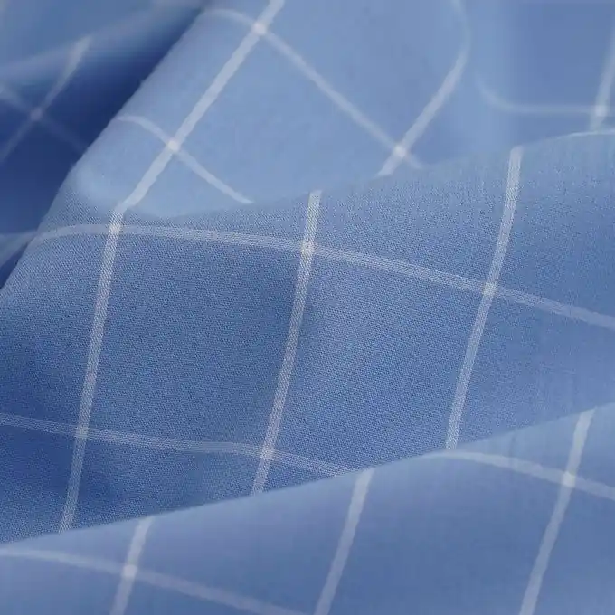 Weltweiter Versand Baumwollstoff Karos Himmelblau