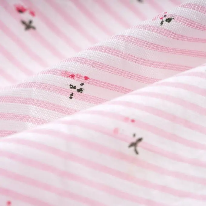 Wochenendangebot Baumwollstoff Streifen weiß rosa Blumen