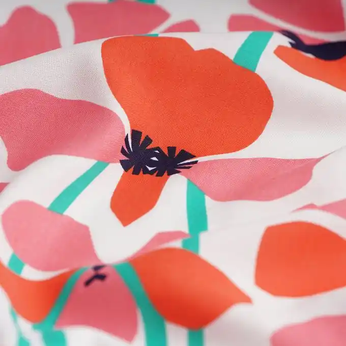 Schnäppchen Popeline Baumwolle Mohnblumen rot weiß