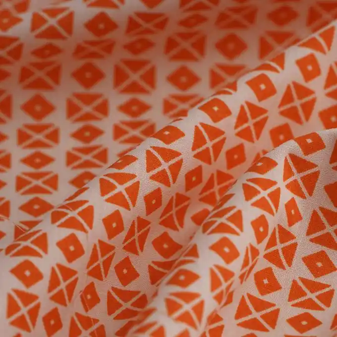 Popeline Baumwolle Rauten orange ecru Must-Have