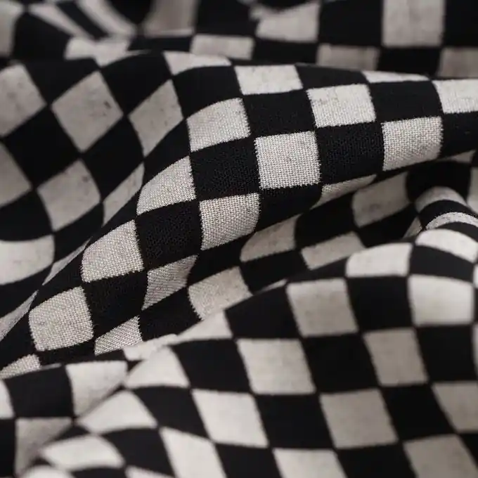 Sichere Zahlung Popeline Viskose Schachbrettmuster schwarz weiß