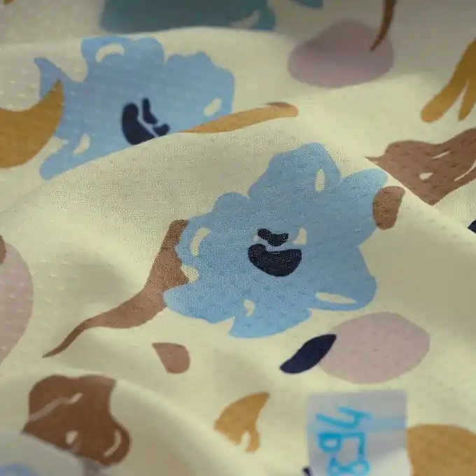 Popeline Viskose dobby Blumen ecru Rabatt