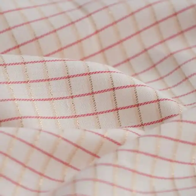 Weltweiter Versand Baumwollbatist Karos Vichy rosa ecru