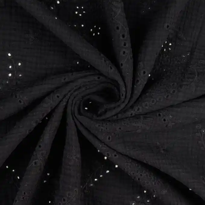 Musselin Broderie Anglaise Schwarz Neue Kollektion
