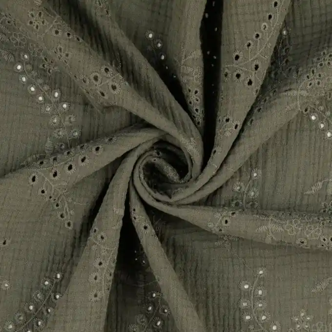 Musselin Broderie Anglaise khaki Heißes Angebot