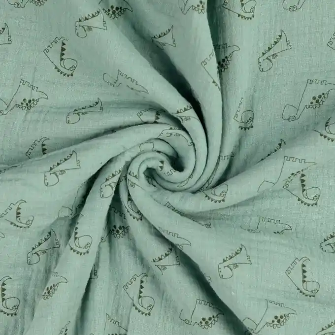 Wochenendangebot Musselin Dino mandelgrün