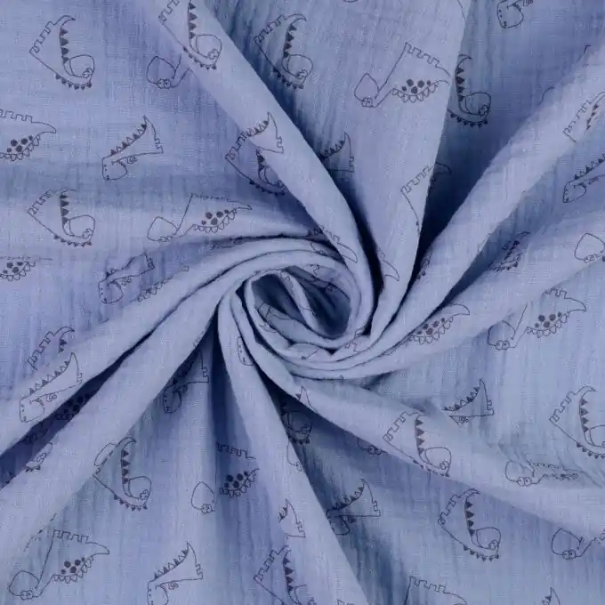 Musselin Dino hellblau Billig