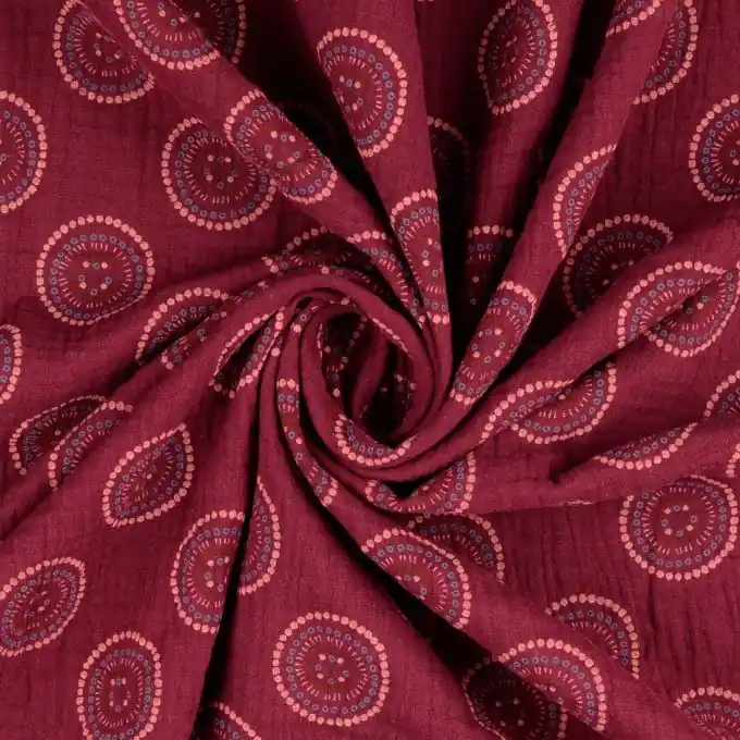 Ausverkauf Musselin Mandala weinrot