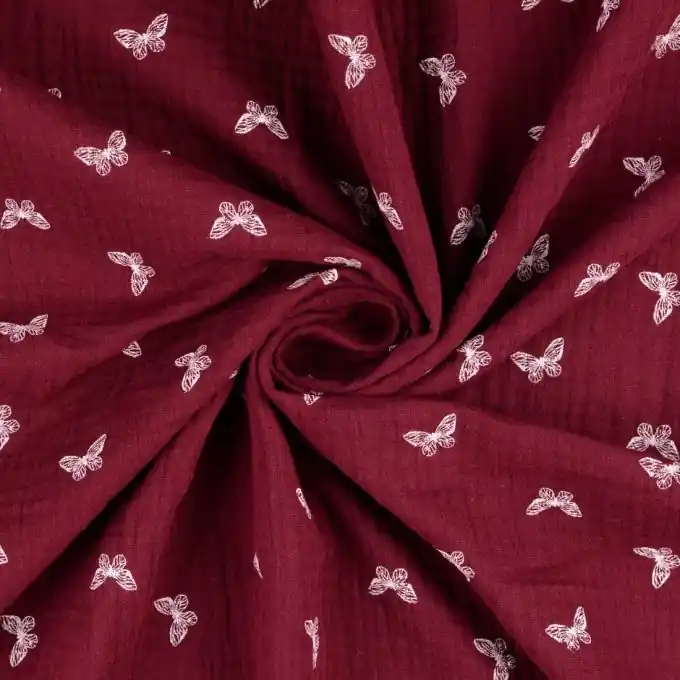 Musselin Schmetterlinge weinrot Letzte Chance