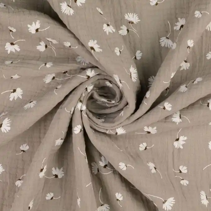 Musselin Kleine Blume Taupe Top-Angebot