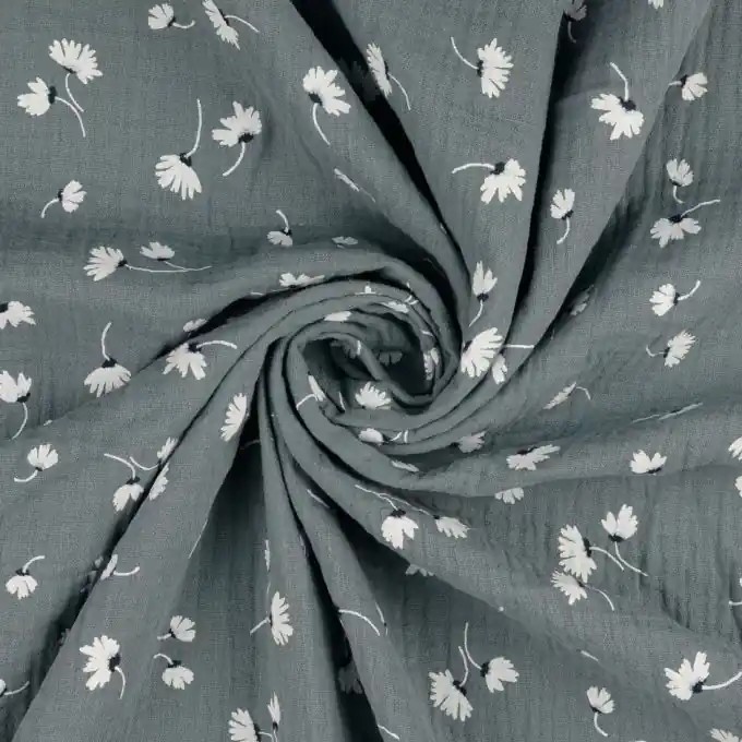 Solange Der Vorrat Reicht Musselin kleine Blume mandelgrün