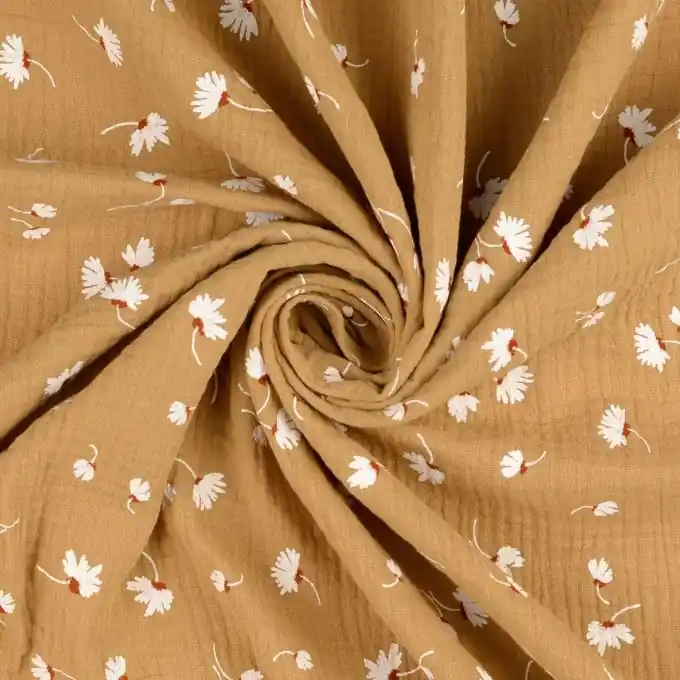 Musselin Kleine Blume braun Super-Preis