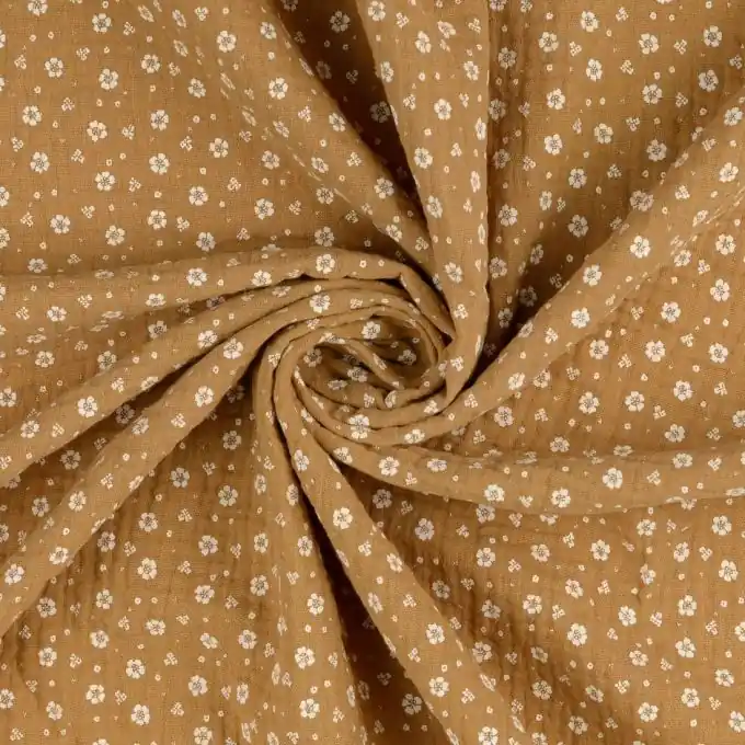 Musselin kleine Blume hellbraun Echt