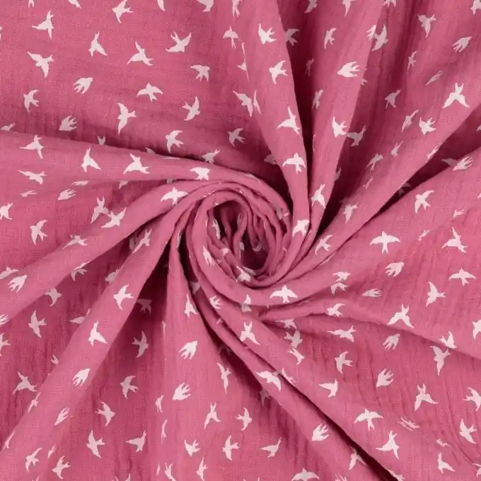 Musselin Vögel rosa Rabatt