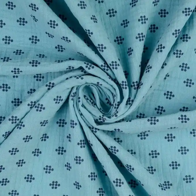 Sofort Bestellen Musselin Punkte hellblau