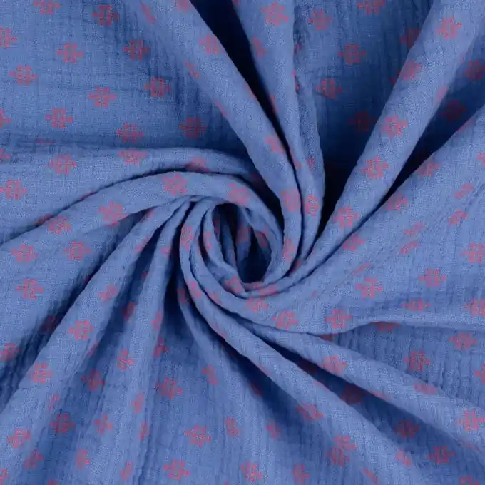 Musselin Punkte blau Großhandel