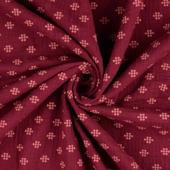 Musselin Punkte weinrot Großhandel