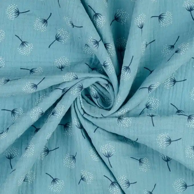 Blaue Doppel-Gaze Stoff Pollenmuster 133cm Breite Abverkauf